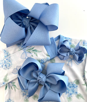 Beyond Creations Multi-Loop Grosgrain Hair Bow in Wells Beach Blue