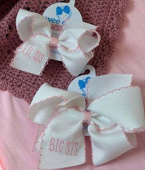 Wee Ones Big Sis Embroidery Moonstitch Hair Bow