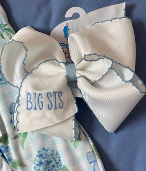 Wee Ones Big Sis Embroidery Moonstitch Hair Bow