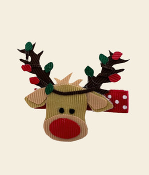 Beyond Creations Reindeer Ribbon Figure Holiday Hair Clip