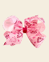 Wee Ones Medium Holiday-themed Pink Candy Cane Printed Grosgrain Hair Bow